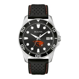 ブロバ メンズ 腕時計 アクセサリー Oregon State Beavers Bulova Corporate Collection Leather Strap Watch Black