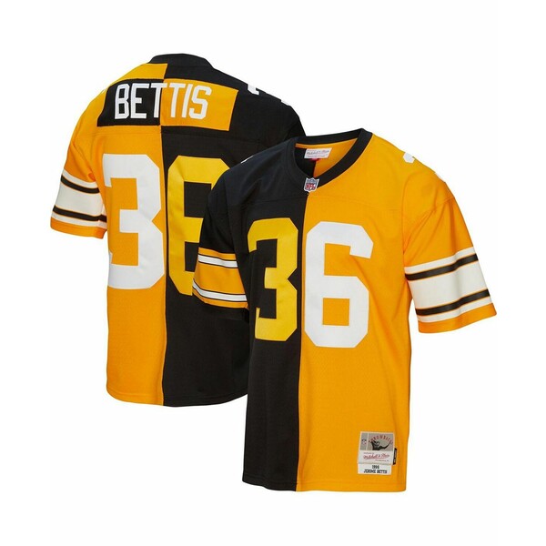 ミッチェルネス メンズ パーカー・スウェットシャツ アウター Men's Jerome Bettis Black and Gold Pittsburgh Steelers 1996 Split Legacy Replica Jersey Black, Gold