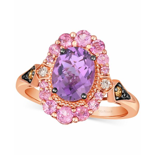 ルヴァン レディース リング アクセサリー Grape Amethyst (3/4 ct. t.w.), Passionfruit Tourmaline (5/8 ct. t.w.), Chocolate Diamond (1/10 ct. t.w.) & Nude Diamond (1/20 ct. t.w.) Statement Ring in 14k Rose Gold 14K Strawberry Gold Ring