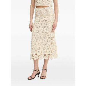 �o�[�h�b�g ���f�B�[�X �X�J�[�g �{�g���X Veneta crochet floral-pattern midi skirt Neutrals
