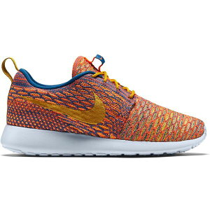 Nike �i�C�L ���f�B�[�X �X�j�[�J�[ �yNike Roshe One Flyknit Dark Citron Sunset Glow (Women's)�z �T�C�Y US_8(25.0cm) Brigade Blue/Sunset Glow-Hyper Orange-Dark Citron