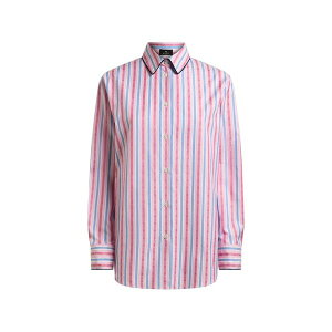 �G�g�� ���f�B�[�X �V���c �g�b�v�X Cotton jacquard shirt with trim and fil coup�� stripe motif Pink