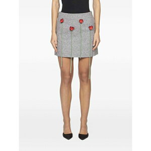 ���X�L�[�m ���f�B�[�X �X�J�[�g �{�g���X Flower-embellished silk mini skirt Grey