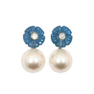 �W�F�j�t�@�[�x�A ���f�B�[�X �s�A�X���C�������O �A�N�Z�T���[ Libby flower chalcedony earrings White