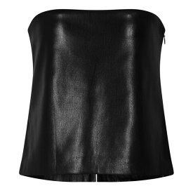 【送料無料】 グッドアメリカン レディース カットソー トップス Faux Leather Top Black