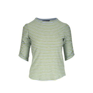 ���F���j�J �x�A�[�h ���f�B�[�X T�V���c �g�b�v�X Stripe-pattern puff-sleeve top Blue