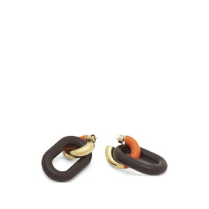 �}���j ���f�B�[�X �s�A�X���C�������O �A�N�Z�T���[ Orange and brown resin chain earrings Gold