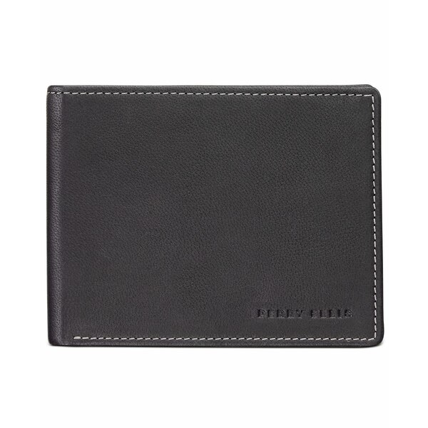 ペリーエリス メンズ 財布 アクセサリー Perry Ellis Men's Leather Wallet Black