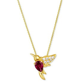 ルヴァン レディース ネックレス・チョーカー・ペンダントトップ アクセサリー Raspberry Rhodolite (7/8 ct. t.w.) & Nude Diamond (1/6 ct. t.w.) Hummingbird Pendant Necklace in 14k Gold, 18" + 2" extender No Color