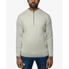 エックスレイ メンズ ニット&セーター アウター Men's Ribbed Mock Neck Quarter-Zip Sweater Off White