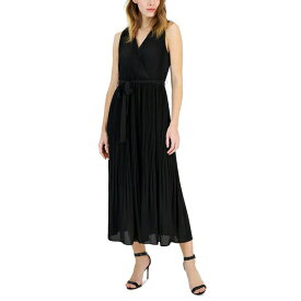 ティー・タハリ レディース ワンピース トップス Women's Faux-Wrap Sleeveless Pleated Fit & Flare Maxi Dress Black
