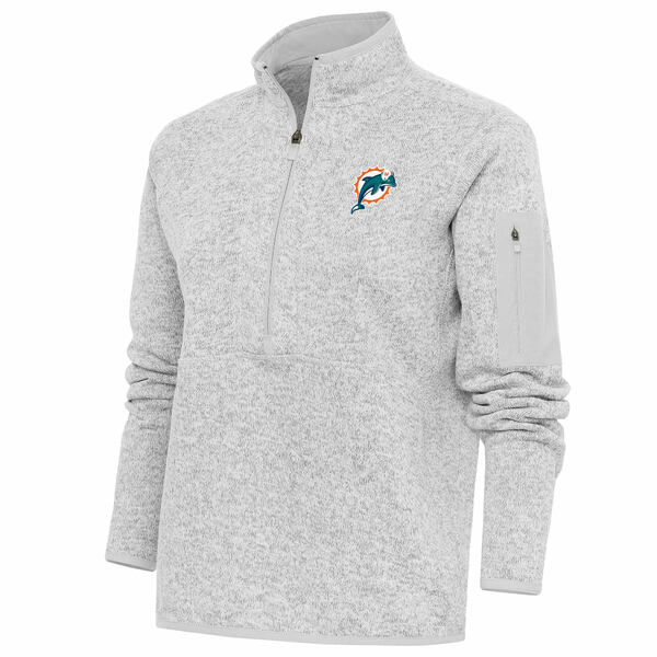 アンティグア レディース パーカー・スウェットシャツ アウター Miami Dolphins Antigua Women´s Throwback Logo Fortune HalfZip Pullover Jacket Heather Gray