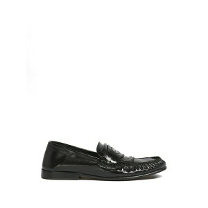 �}���j ���f�B�[�X �X���b�|���E���[�t�@�[ �V���[�Y Fringe embossed leather loafers Black