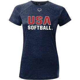 エボシールド レディース ランニング スポーツ EvoShield Women's USA Softball T-Shirt Navy