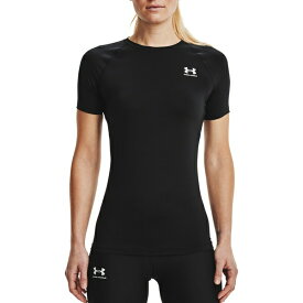 アンダーアーマー レディース シャツ トップス Under Armour Women's HeatGear Compression Short-Sleeve T-Shirt Black/White
