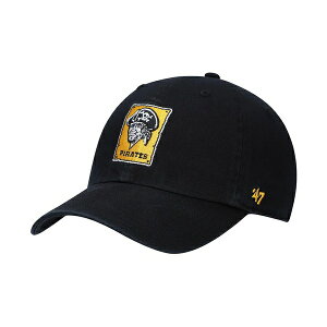 47�u�����h �����Y �X�q �A�N�Z�T���[ Men's '47 Black Pittsburgh Pirates Logo Cooperstown Collection Clean Up Adjustable Hat Black