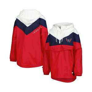 g~[ qtBK[ fB[X WPbgu] AE^[ Women's Navy, Red Washington Capitals Staci Half-Zip Windbreaker Jacket Navy, Red