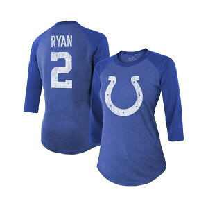}WFXeBbN fB[X TVc gbvX Women's Threads Matt Ryan Royal Indianapolis Colts Player Name & Number Raglan 3/4-Sleeve T-shirt Royal
