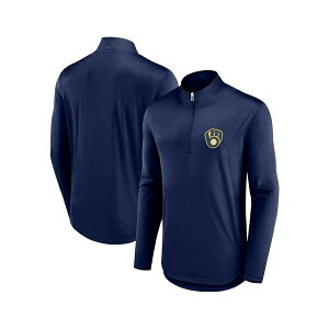 �t�@�i�e�B�N�X �����Y �p�[�J�[�E�X�E�F�b�g�V���c �A�E�^�[ Men's Navy Milwaukee Brewers Quarterback Quarter-Zip Top Navy