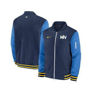 iCL Y WPbgu] AE^[ Men's Navy Minnesota Twins 2024 City Connect Authentic Collection Game Time Full-Zip Bomber Jacket Navy