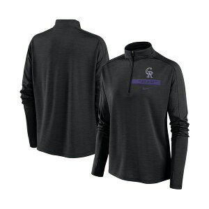 �i�C�L ���f�B�[�X �J�b�g�\�[ �g�b�v�X Women's Black Colorado Rockies Primetime Raglan Quarter-Zip Top Black