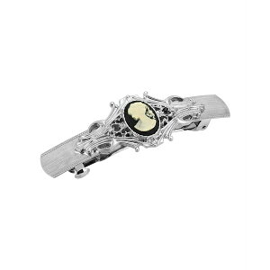 2028 fB[X wAANZT[ ANZT[ Women's Silver-Tone Cameo Oval Bar Barrette Black
