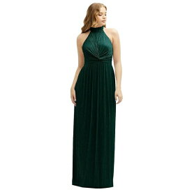 アフターシックス レディース ワンピース トップス Womens Band Collar Halter Open-Back Metallic Pleated Maxi Dress Metallic evergreen