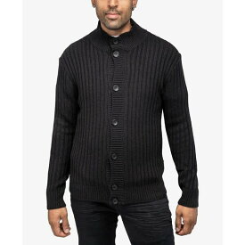 エックスレイ メンズ ニット&セーター アウター Men's Button Up Stand Collar Ribbed Knit Cardigan Sweater Black