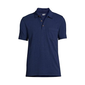 ランズエンド メンズ ポロシャツ トップス Men's Short Sleeve Slub Pocket Polo Shirt Deep sea navy