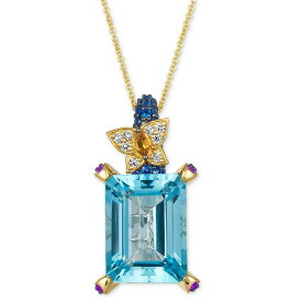 ルヴァン メンズ ネックレス・チョーカー アクセサリー Crazy Collection&reg; Multi-Gemstone (12-1/2 ct. t.w.) & Diamond (1/10 ct. t.w.) Butterfly 20" Adjustable Pendant Necklace in 14k Gold Blue Topaz