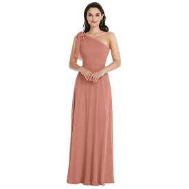 アフターシックス レディース ワンピース トップス Womens Draped One-Shoulder Maxi Dress with Scarf Bow Desert rose