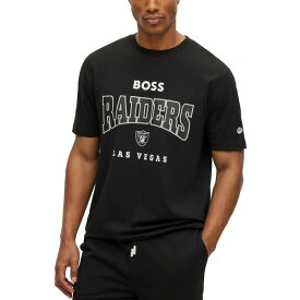 ヒューゴボス メンズ Tシャツ トップス by Hugo Boss x NFL Men's T-shirt Collection Las Vegas Raiders - Black