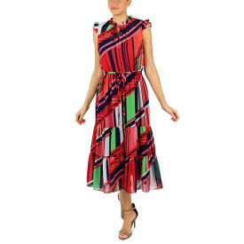 ジュリア ジョーダン レディース ワンピース トップス Women's Printed Ruffle-Neck Tie-Waist Midi Dress Multi