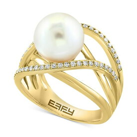 エフィー コレクション メンズ リング アクセサリー EFFY&reg; Cultured Freshwater Pearl (11mm) & Diamond (1/4 ct. t.w.) Open Statement Ring in 14k Gold 14K Yellow Gold