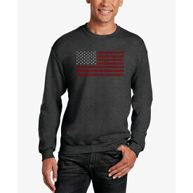 エルエーポップアート メンズ パーカー・スウェットシャツ アウター Men's Word Art USA Flag Crewneck Sweatshirt Dark Gray