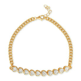 ジャニ ベルニーニ レディース ブレスレット・バングル・アンクレット アクセサリー Cubic Zirconia Heart Liner Cluster Link Bracelet in 18k Gold-Plated Sterling Silver, Created for Macy's WHITE