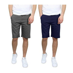�M�����N�V�[�o�C�n���r�b�N �����Y �J�W���A���p���c �{�g���X Men's 5 Pocket Flat Front Slim Fit Stretch Chino Shorts, Pack of 2 Gray, Navy