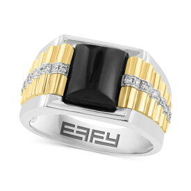 エフィー コレクション メンズ リング アクセサリー EFFY&reg; Men's Onyx & Diamond Accent Ring in Sterling Silver & 14k Gold-Plate Silver