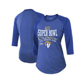 マジェスティック レディース Tシャツ トップス Women's Threads Heather Royal Los Angeles Rams Super Bowl LVI Champions Roaring Success Tri-Blend 3/4 Sleeve Raglan T-shirt Heathered Royal