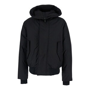 fB[XNGA[h Y WPbgu] AE^[ Black Jacket With Hood And Logo Lettering Detail On The Inside In Tech Fabric Man Black