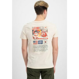 アルファインダストリーズ メンズ Tシャツ トップス USN BLOOD CHIT - Print T-shirt - jet stream white