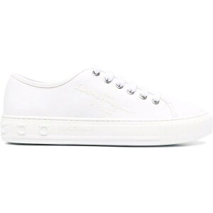 Ferragamo �t�F���K�� ���f�B�[�X �X�j�[�J�[ �yFerragamo Embossed-Logo Low-Top Sneakers White (Women's)�z �T�C�Y US_6(23.0cm) White