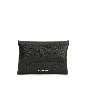 �W���E�T���_�[ �����Y ���z �A�N�Z�T���[ Folded grained-leather envelope coin purse and card holder with embossed jil sander logo Black