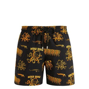 ���B���u���N�C�� �����Y �J�W���A���p���c �{�g���X Octopus-embroidered drawstring swim shorts Black