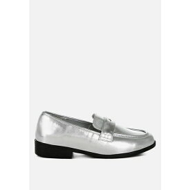 ロンンドンラグ レディース スリッポン・ローファー シューズ Rugle Metallic Faux Leather Flat Loafers Silver