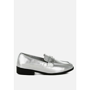 hO fB[X Xb|E[t@[ V[Y Rugle Metallic Faux Leather Flat Loafers Silver