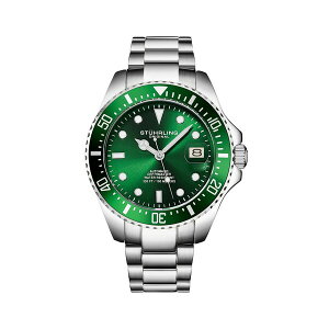 X^[O Y uXbgEoOEANbg ANZT[ Men's Japanese Seiko NH35 Automatic Self Wind Movement Diver Watch, Stainless Steel Bracelet Green