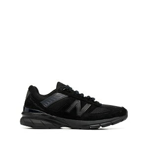 �j���[�o�����X �����Y �X�j�[�J�[ �V���[�Y Logo-patch panelled suede sneakers Black