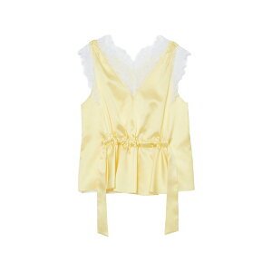 �X���[�����t�B���b�v���� ���f�B�[�X �J�b�g�\�[ �g�b�v�X Lace v-neck top Yellow
