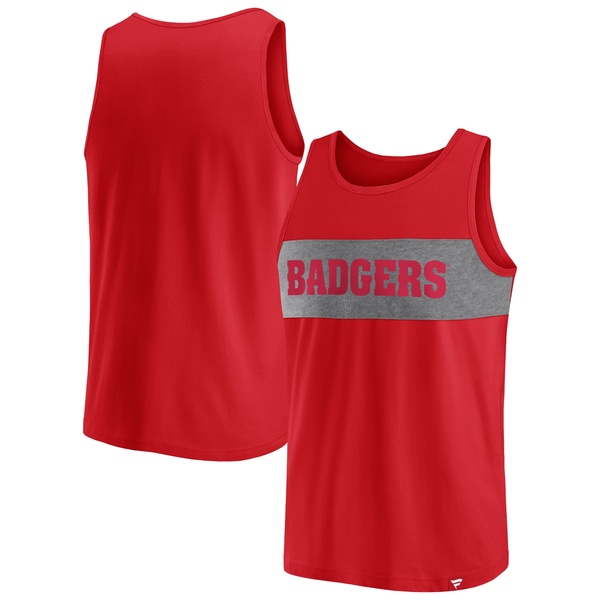 ファナティクス メンズ Tシャツ トップス Wisconsin Badgers Fanatics Branded Perfect Changeover Tank Top Red